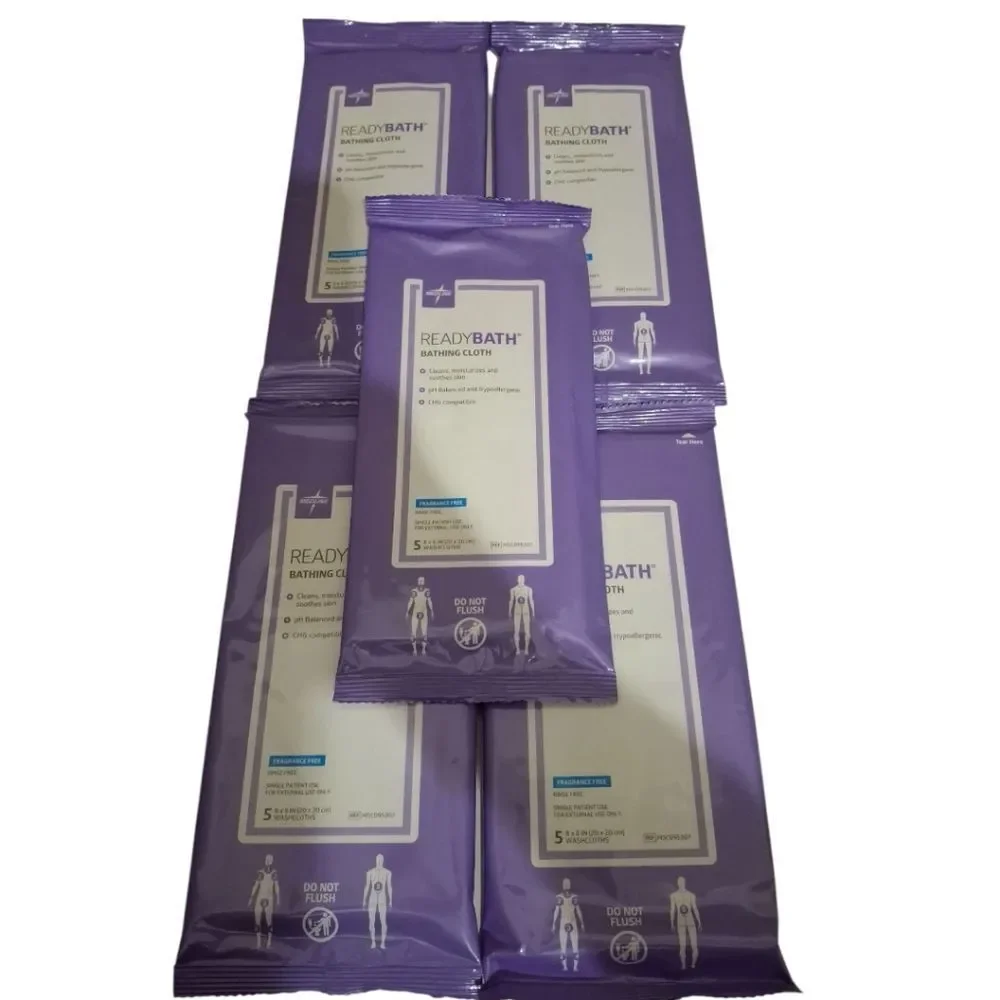 Medline ReadyBath Bathing Cloth Washcloths Fragrance Free 5 Pack NEW